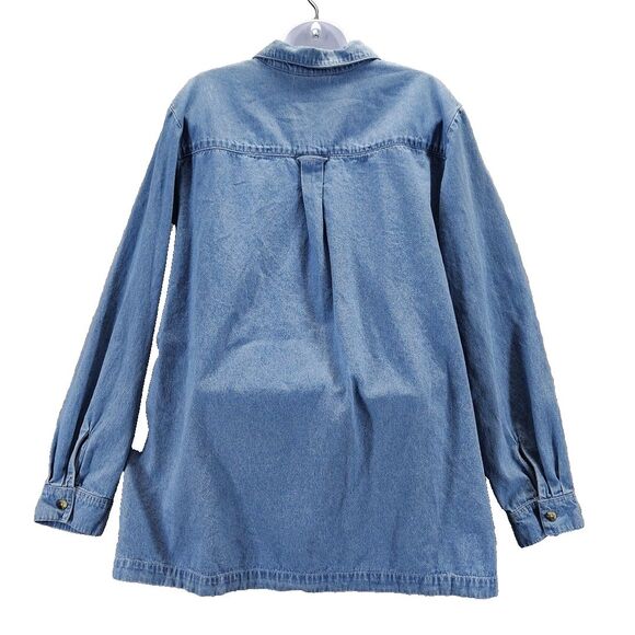 Blair Women Size XL Embroidered Angel Denim Button Down Shirt Top 90s Grannycore - Picture 6 of 12